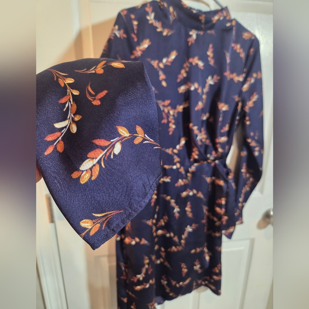 BCX Navy Floral Wrap Dress - Picture 3 of 9